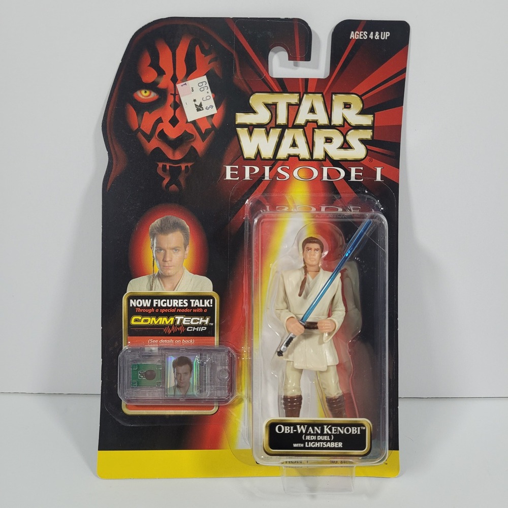 Star Wars Obi-Wan Kenobi Jedi Duel Action Figure 1998 Episode 1 CommTech Chip